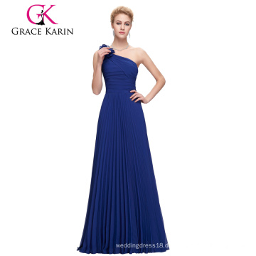 Grace Karin Lange Chiffon Ein Schulter Königsblau Günstige Ballkleid CL3467-1